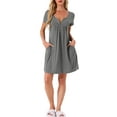 thumbnail image 2 of INSPIRE CHIC Women's Sleepwear Spring Summer Short Sleeves Lounge Nightgown with Pockets L Gray, 2 of 6