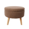 thumbnail image 1 of Taburete otomano de pata alta con asiento acolchado, baúl de almacenaje y tapa de MDF   (Café), 1 of 3