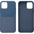 thumbnail image 4 of Navy Felt Lined Silicone Phone Case With Stitched Front Pocket for iPhone 12 & 12 Pro + Tempered Glass Screen Protector, 4 of 4