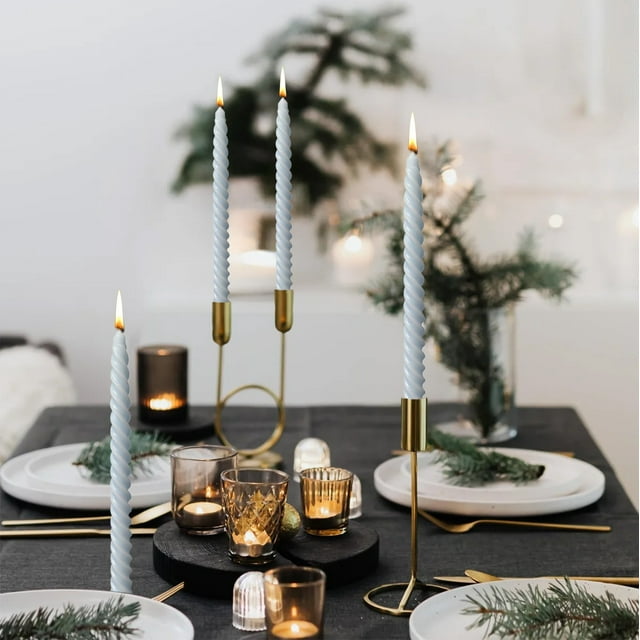 Premium 9.84 Inch Long Candles 4-Pack - Mixed Wax Taper Candles for Wedding, Christmas & Home Decor - Unscented Dinner Candles Fits Standard Candlesticks - Elegant Multipurpose Decorative Candles