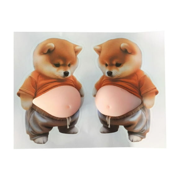 Dog Man Stickers Silicone Bumper Guards, Corgi Design Soft and Cushioning Anti Collision Protectors, Set of 2 for Cabinet Doors and Handles
