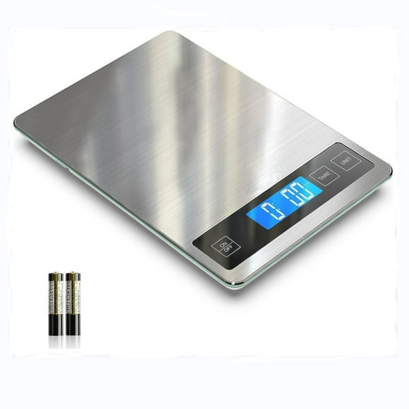 Báscula de Cocina Digital de Acero Inoxidable y Vidrio Templado con Precisión de 1g para Hornear y Cocinar hasta 10 kg