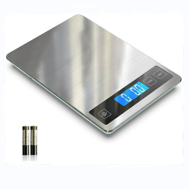 Báscula de Cocina Digital de Acero Inoxidable y Vidrio Templado con Precisión de 1g para Hornear y Cocinar hasta 10 kg