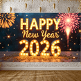 thumbnail image 2 of Decorative Design New Year Banner Colorful Theme Celebration Banner Balloon Decoration Fireworks Party Banner for New Year Party Festival Gathering Event, 2 of 5