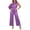 Purple, variant on Womens Satin Two Piece Set Asymmetrical One Shoulder Top High Waist Wide Leg Pants Elegant Party Outfit Sky Blue XL(XL)