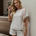 thumbnail image 5 of Riforla Tankaneo Womens Loungewear Set Short Sleeve Tops and Shorts 2 Piece Outfits Matching Pajama Set with Pockets Elegant Women's Sets Grey XL, 5 of 9