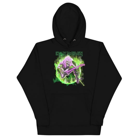 Iron Maiden Green Guitar Classic Unisex Hoodie - Black - Small