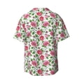 thumbnail image 4 of Goofa Flower Printed Men's Casual Short-sleeved Shirt,Lightweight Breathable Button-down,Summer Casual men's top,Versatile Fashion shirt-Large, 4 of 7