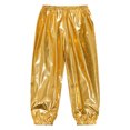thumbnail image 5 of dPois Kids Girls Shiny Metallic Harem Pants Modern Jazz Hip Hop Street Dance Trousers Gym Athletic Gold 130, 5 of 7