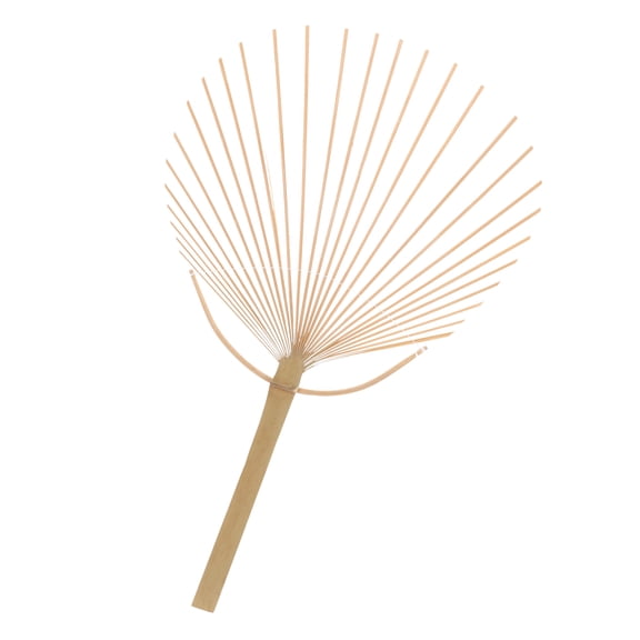 unbranded  Wooden Round Fan Ribs Mini Hand Held Fans Embroidery Kits Bride Beige