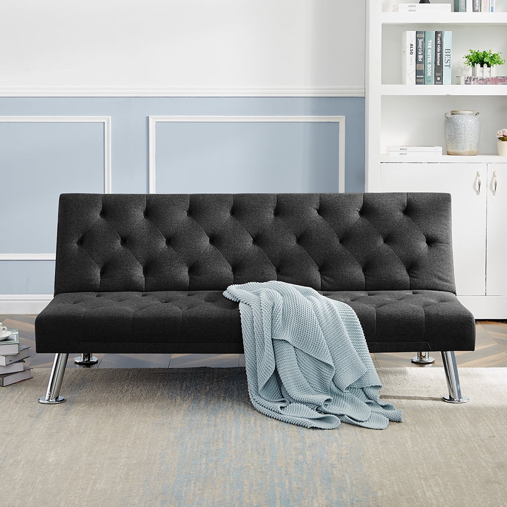 Visentor Futon Sofa Bed, Upholstered Convertible Folding Sleeper Couch