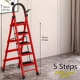 thumbnail image 6 of Heavy-Duty 5-Step Folding A-Frame Metal Ladder, Locking Mechanism  Non-Slip Wide Steps, Portable Sturdy Step Stool for Home, Office, Garage  Workshop, 6 of 13