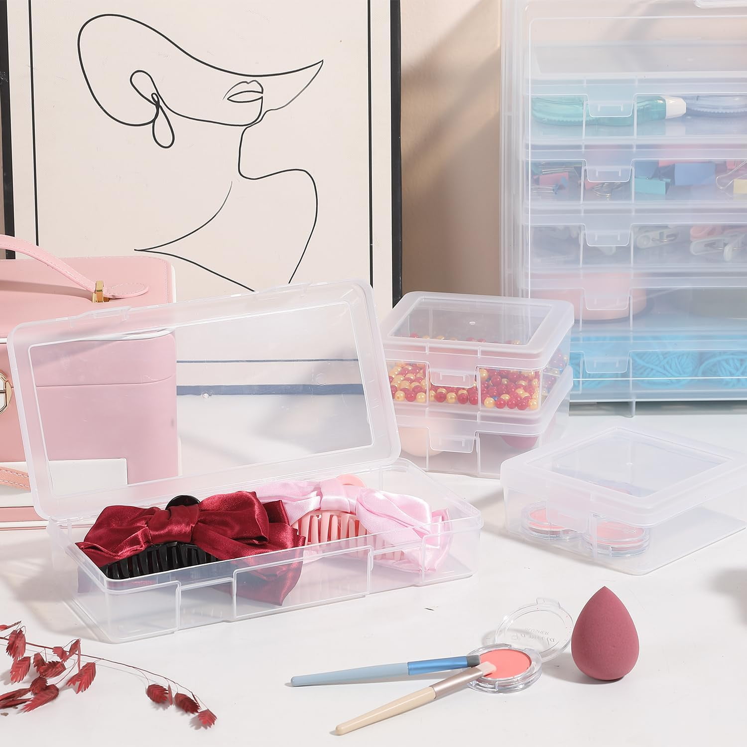 Plastic Storage Boxes & Organizers - Arts & Crafts Storage - Modern Style - 18 Count