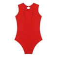 thumbnail image 5 of vastwit Kids Girls Sleeveless Ballet Leotard Mesh Splice Bodysuit Gymnastics Figure Skating Sports Tops Red 6, 5 of 7