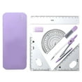 thumbnail image 3 of DOLITY Math Geometry Kits 15cm Ruler 45 degree 60  degree Triangle Ruler Drawing Compass Drafting Violet Closed Box, 3 of 9