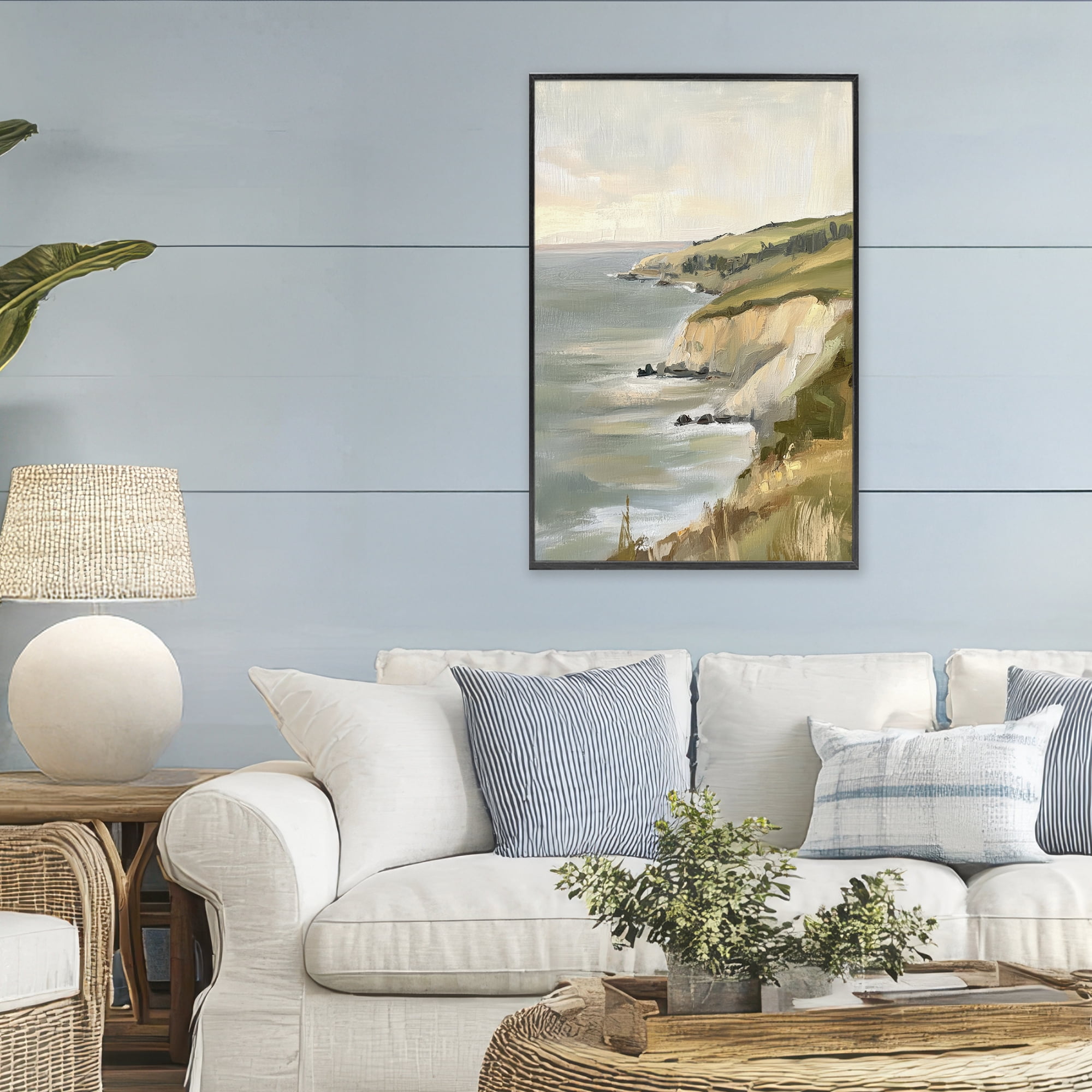 Stupell Industries Cliffs Off The Sea Black Framed Giclee Art, design by Petal Prints Design