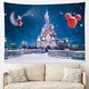 thumbnail image 4 of Tapiz navideño para colgar en la pared, tapiz de castillo, Papá Noel sentado en la luna con nieve, mantas de pared para dormitorio infantil, sala de estar, decoración de dormitorio, 150 x 130 cm, 4 of 5