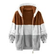 thumbnail image 6 of KAUOD Girls Front Zipper Sherpa Hooded Jackets Teen Kids Winter Fuzzy Soft Warm Coats Fleece Striped Thick Long Sleeve Tops, 6 of 6