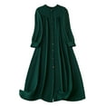 thumbnail image 2 of ClodeEU Women's Plus Size V Neck Crinkle Rayon Knee Length Dress,Casual Trendy Long Dress Green,Womens Plus XXL, 2 of 5