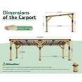 thumbnail image 2 of Jocisland 12x24x8.2 FT Cedar Wood Carport for 2 Cars, Heavy Duty Canopy Carport with Sloped Galvanized Steel Roof for All Weather, 2 of 9