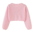 thumbnail image 2 of WIBACKER 4-12 Years Girl Long Sleeve Bow Bolero Cardigan Kids Front Open Knit Shrug Cropped Sweaters Tops, 2 of 8