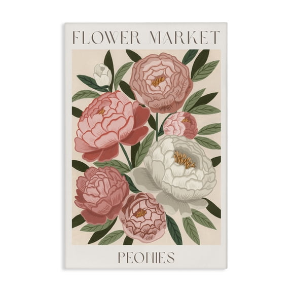 Stupell Industries Flower Market Peonies Canvas Wall Art design by Courtney Haley, 24 x 16