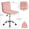 thumbnail image 2 of OWNEN Low Back PU Leather Ribbed Armless Office Chair, Ergonomic Swivel Computer Task Chair with Wheels for Office, Home,Apricot Pink,, 2 of 9