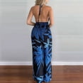 thumbnail image 4 of Women Sleeveless Jumpsuits Summer V Neck Modest Wrap Jumpsuits Blue XXXL, 4 of 5