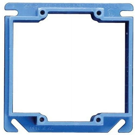 Carlon A420 Outlet Box Cover, Square, Raised, 2 Gang, 4-Inch, Blue