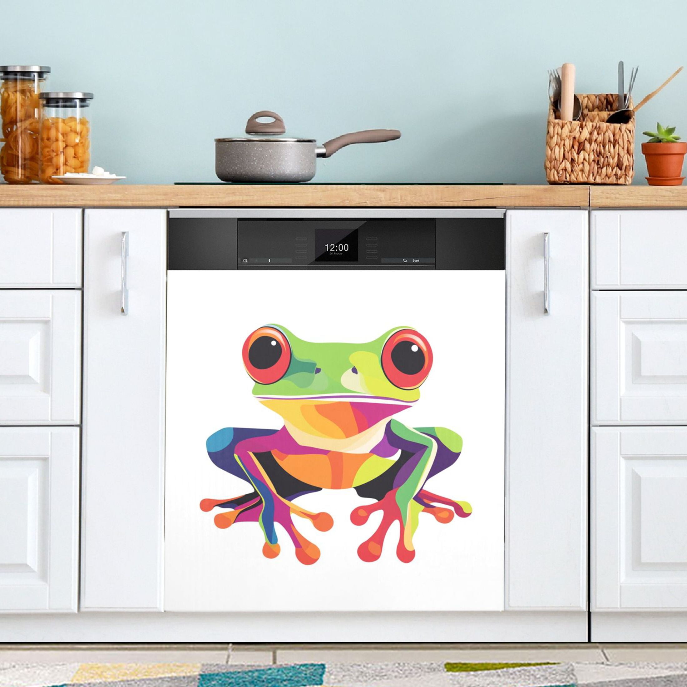 Dishwasher Magnetic Sticker 23x26 Inch Refrigerator Magnetic Sticker Washing Machine Magnetic Sticker Kitchen Panel Magnetic Sticker Home Decor Lovely Frog