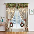 thumbnail image 4 of Upgraded Christmas Rod-Through Champagne Tied Christmas Ball Wreath Outdoor Printed Decorative Curtains I, 4 of 4