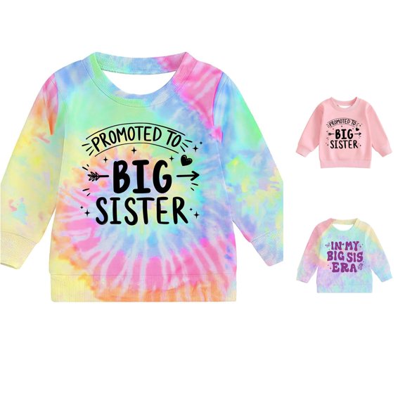 Weebloom Cute Teen Girls Sweatshirt Big Sis Casual Long Sleeve Sweatshirt With Prints Pullover Tops 13-14 Years