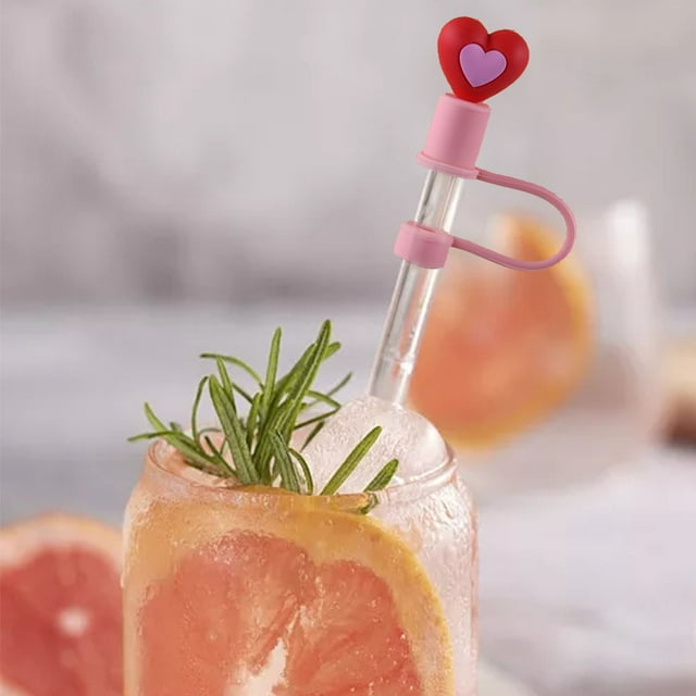 Oleegame 1PC Glass Bottle Soft Silicone Straw Set With Dust Cover Universal Diameter 8mm Including Glass Straw And Dust Plug