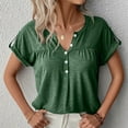thumbnail image 3 of Mittory Women's V Neck Short Sleeve Tops Button Down Casual T Shirts Basic Dressy Tees, 3 of 7
