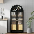 thumbnail image 3 of Vineego 71'' Display Cabinet with 2 Drawers and 3 Shelves, Modern Pantry Storage Cabinet with Aarch Design for Living Room Kitchen, Black, 3 of 7