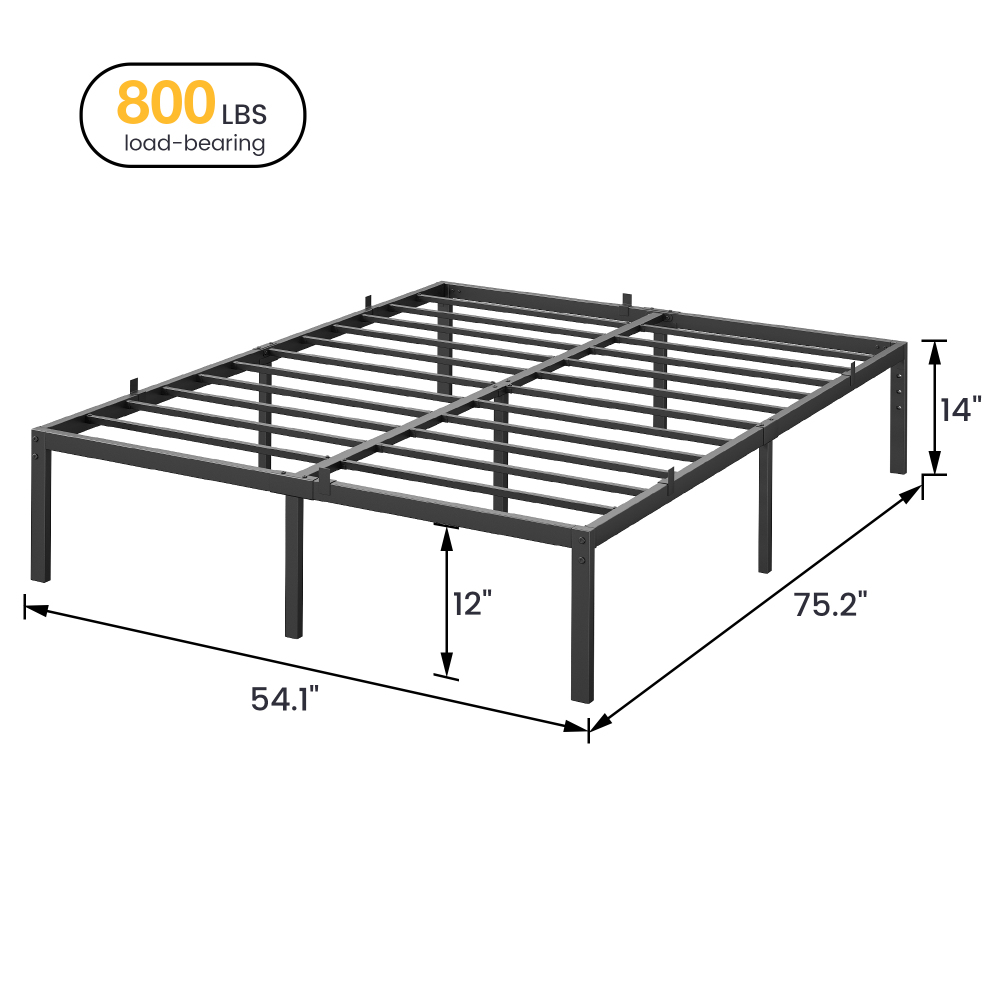 Eastvita Metal Platform Bed Frame, 14 Inch Bed Frame with Heavy Duty Slats Support, Strong Bearing Capacity, Under Bed Storage, No Box Spring Needed