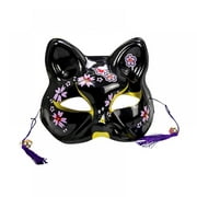 TINKER Kitsune Cat Mask Costume Cosplay, Japanese Kimono Kabuki Fox Spirit Accessories Festival Masquerade Ball Party