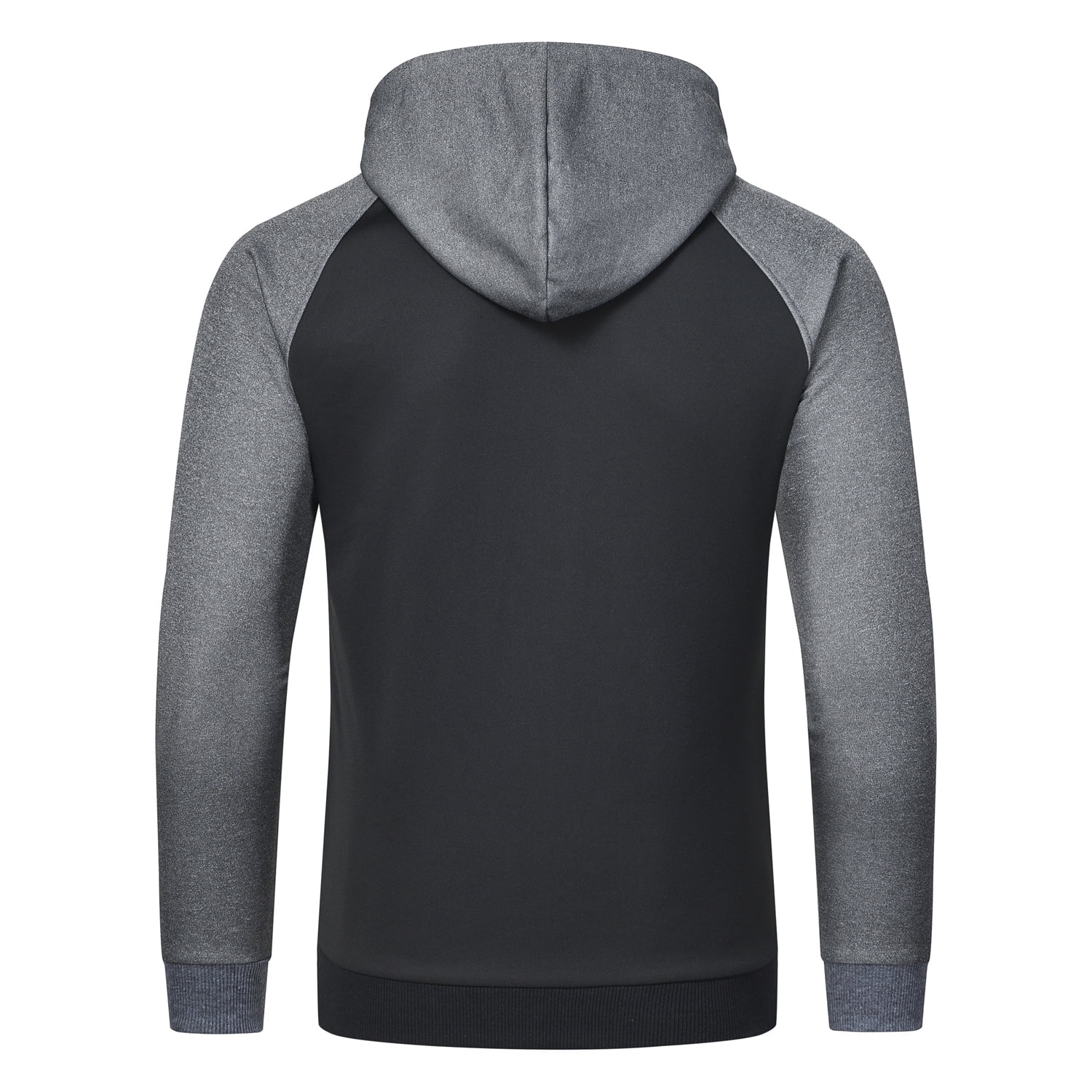 Weilanxin Men's Color Block Pullover Fleece Hoodie Casual Hooded Sweatshirts Tops Full Zip Jacket with Pocket Athletic Hoodies For Men Dark Grey Contrast Black M