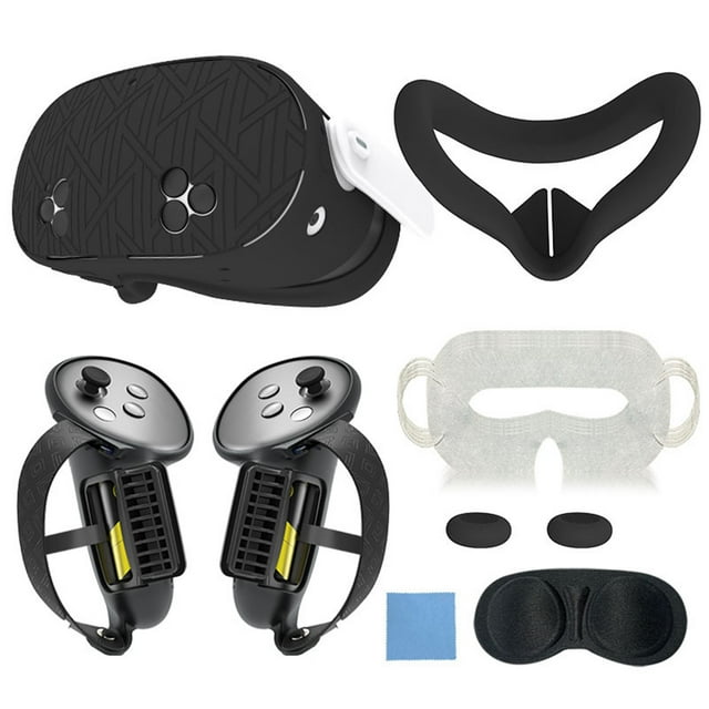 Ensemble d'Accessoires de Protection en Silicone pour Meta Quest 3S, Incluant Couvre-Poignée de Manette, Couvre-Coquille VR, Masque Facial, Couvre-Objectif, Poignée pour Pouce, Masque pour les Yeux, Étui de Protection pour Quest 3S
