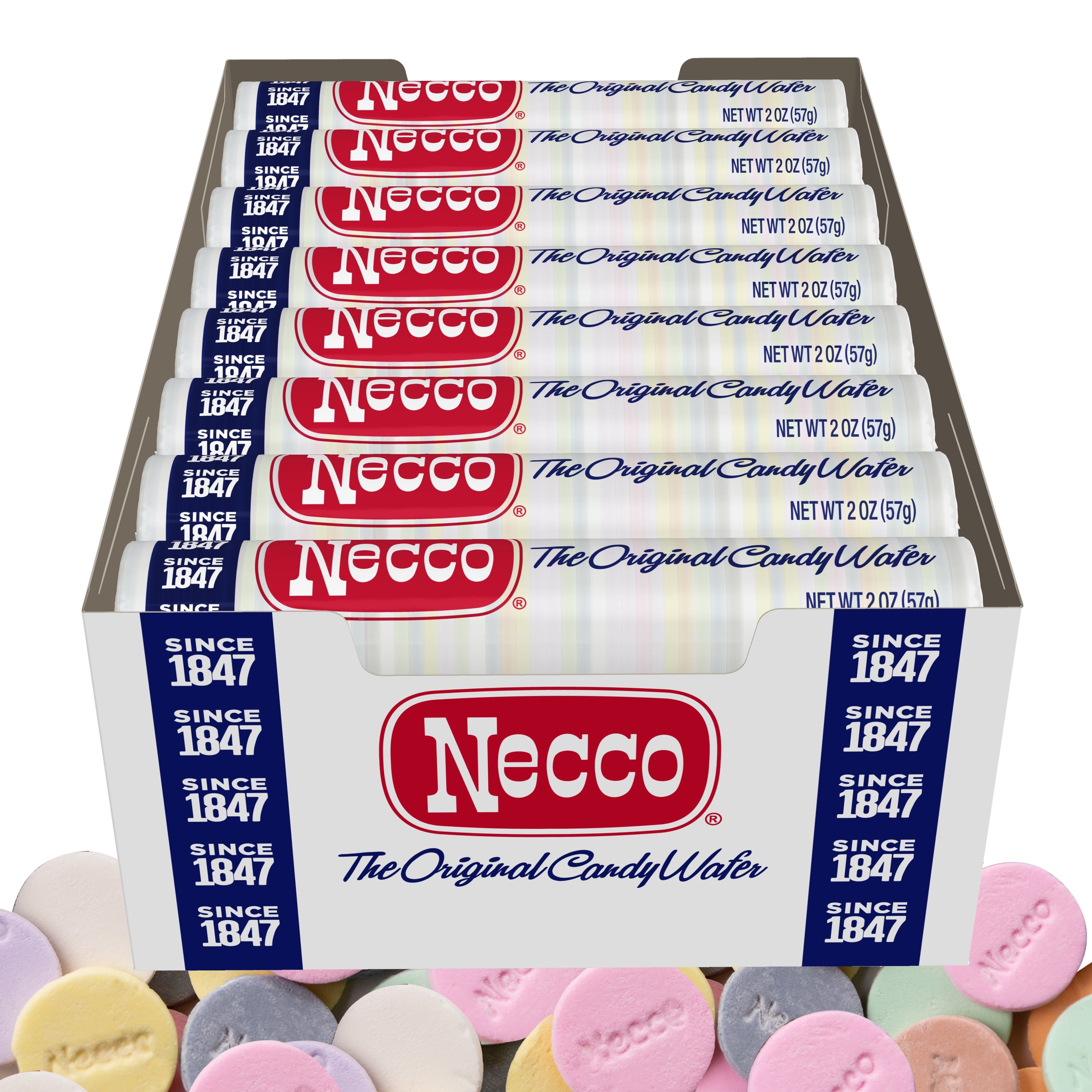 Necco Wafers Candy, 24 Pack (2 Ounce Rolls Each), The Original Candy Wafer