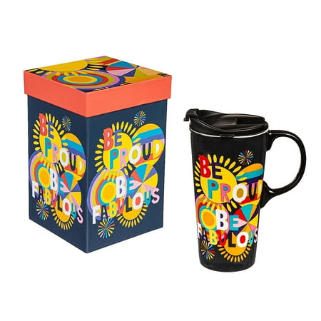 

Ceramic Travel Cup 17 OZ. w/box Be Proud Be Fabulous