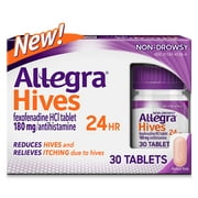 Allegra Hives 24 Hour Non-Drowsy Antihistamine Medicine Tablets for Adult Hive and Itch Allergy Relief, Fexofenadine, 180 mg, 30 Pills