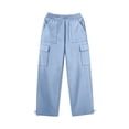 thumbnail image 6 of VBVC Women's Drawstring Wide Leg Cargo Pants , Casual Adjustable Hem Sweatpants For Women, Ladies' Y2K Streetwear Trousers with Pockets, Light Blue , S-3XL, 6 of 10