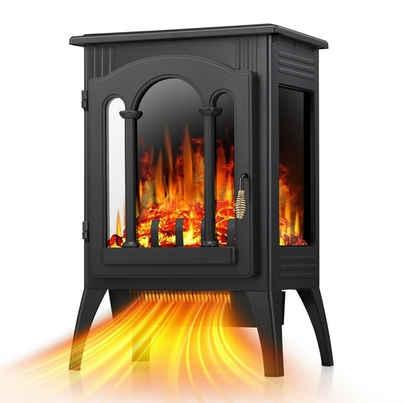 Moifoi 20 " Freestanding Electric Fireplace, Electric Stove Heater with Life-like Flame, ETL Certified, Home Decor Room, 1000/1500W, Black