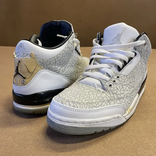 Ni - ke Air Jordan 3 III Flip Adult 10 Elephant White Jumpman 315767 101 Sneakers 2006