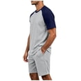 thumbnail image 6 of Bovxnpu Mens Pajamas Set Crewneck Short Sleeve Pajama Set Sleepwear, 6 of 7