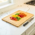 thumbnail image 4 of Bamboo Cutting Board for Kitchen, 18" Large Wood Charcuterie Cheese Board, Wooden Chopping Block with Side Handles and Juice Grooves, 4 of 8