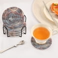 thumbnail image 5 of Haosy Set of 6 Drink Woven Coaster with Holder Heat Resistant Non-Slip Bar Coasters 4 Inches Cute White Fox with Pink Ribbon, 5 of 7