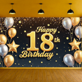 thumbnail image 5 of Yatrandify Gold Balloon Happy Birthday Banner Star Design Party Backdrop for 18th Birthday Celebration Indoor Decoration Event, 5 of 7