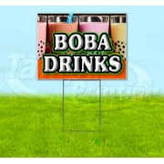 Boba Drinks (18" x 24") Yard Sign, Includes Metal Step Stake